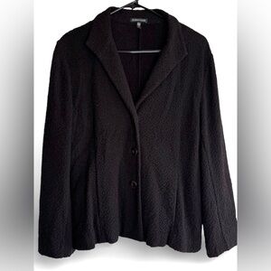Eileen Fisher Textured Blazer Black Purple Size Medium Cotton Blend